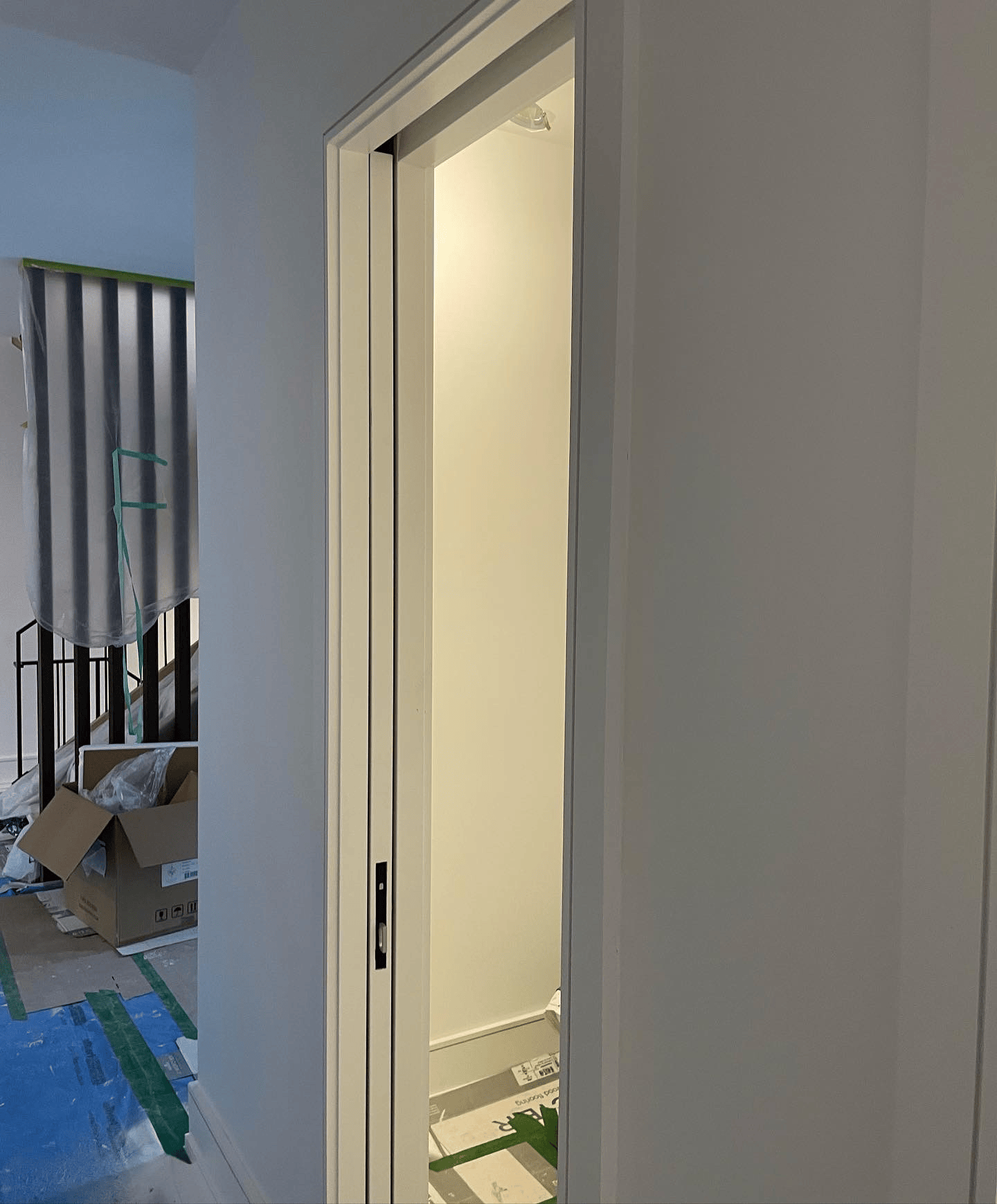 A Freshly Installed and Painted Pocket Door