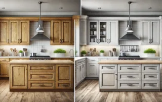 side by side comparison of updated cabinet doors and drawers fronts