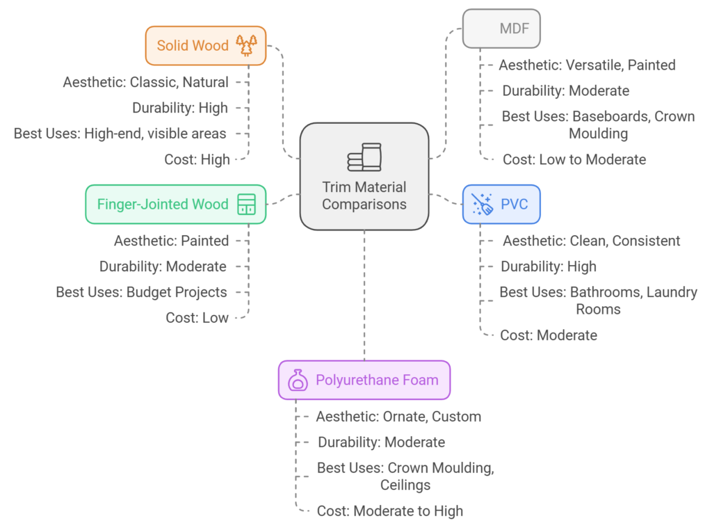 Trim Materials Comparisons chart