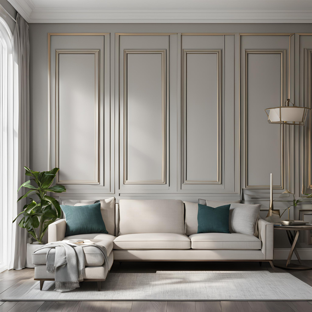 A Modern Living Room Showcasing Modern Wall Paneling