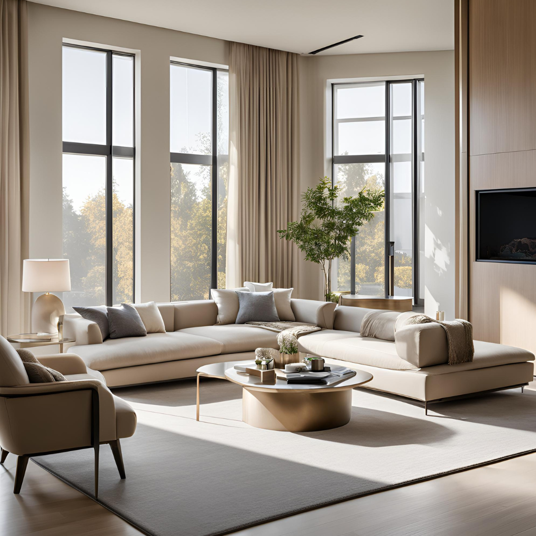 Living room showing the decorative trim details