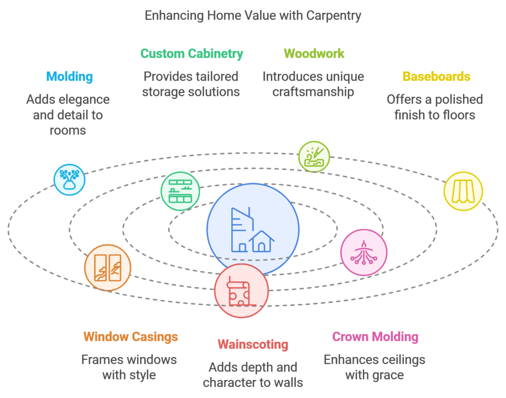 Graph of how a finish carpenter can help increase home value 