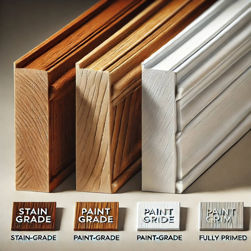 Showing Paint Grade versus stain grade interior trim materials