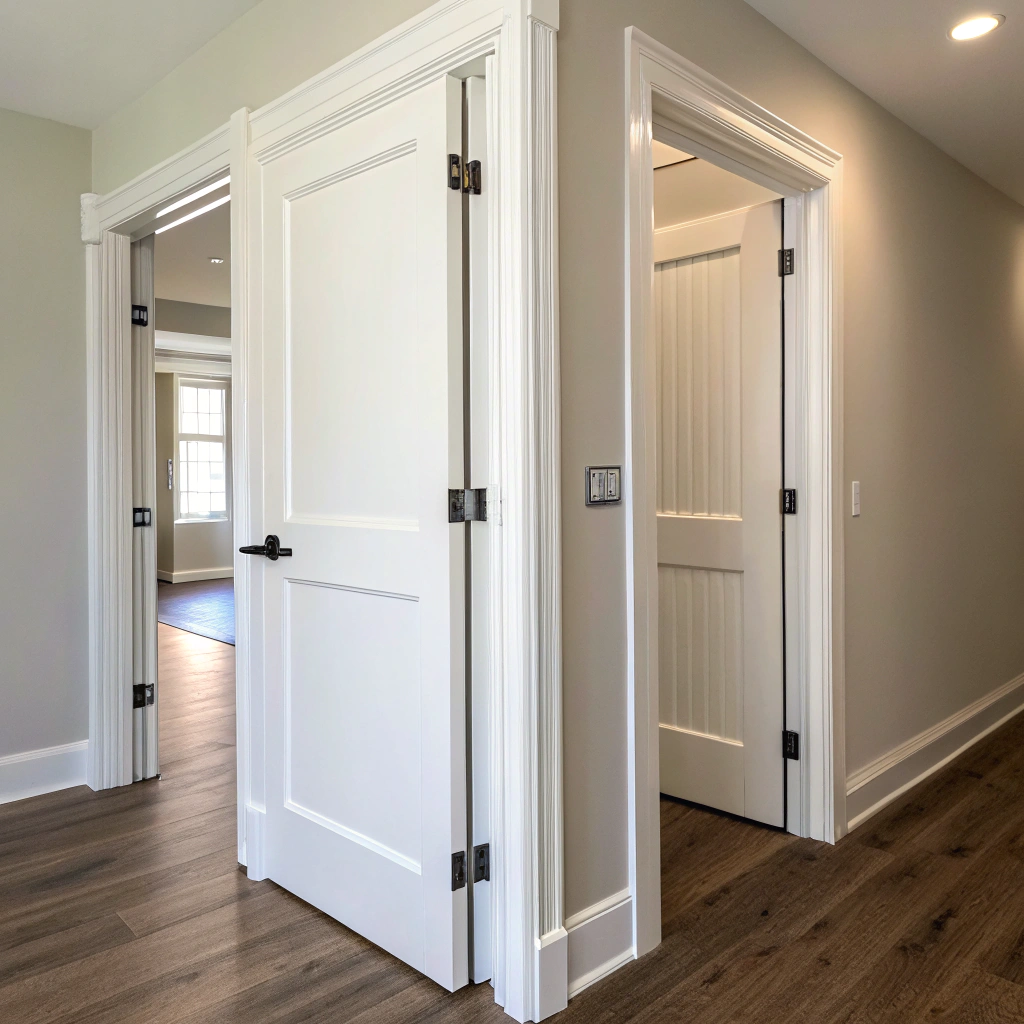 Interior door with modern casing