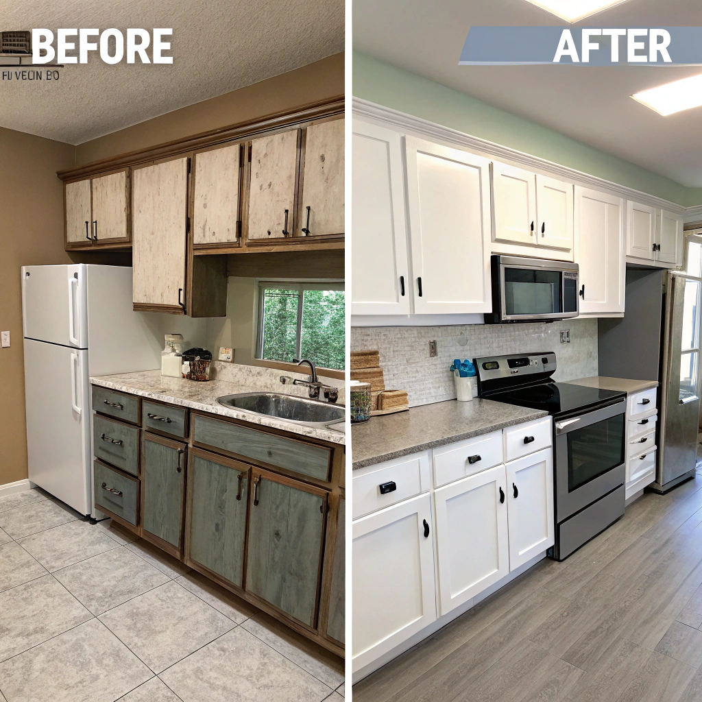 before and after of update kitchen on a budget