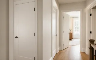 Finished interior doors installed within existing residential door frames